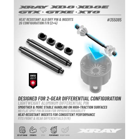 Axes de diff alu avec inserts 2G (2+4) - XRAY - 355085