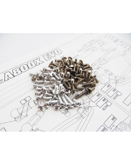  A800X EVO Titan/Alum Hex Socket Screw Set [Silver] - 48431 - HIRO SE