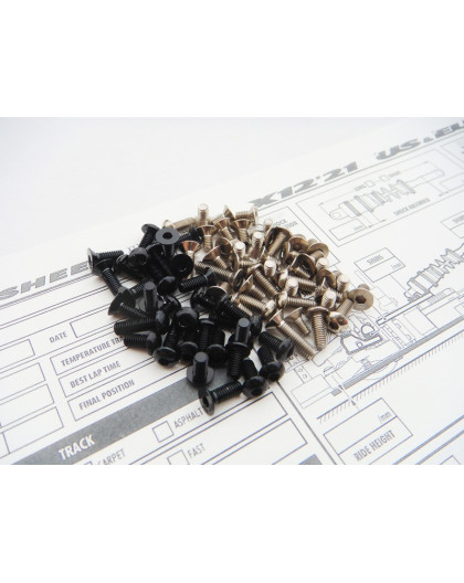 Kit visserie titane/alu hexagonale Noir X12'21 - HIRO SEIKO - 48627