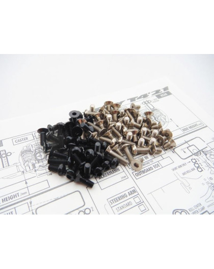 T4'21 Titan/Alum Hex Socket Screw Set Black - HIRO SEIKO - 48635