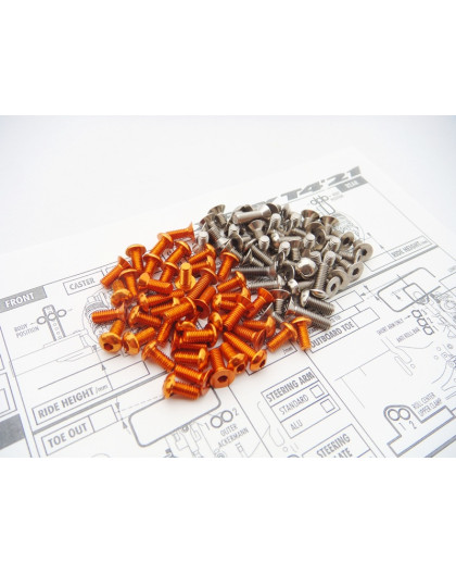 Kit visserie titane/alu hexagonale Orange T4'21 - HIRO SEIKO - 48634