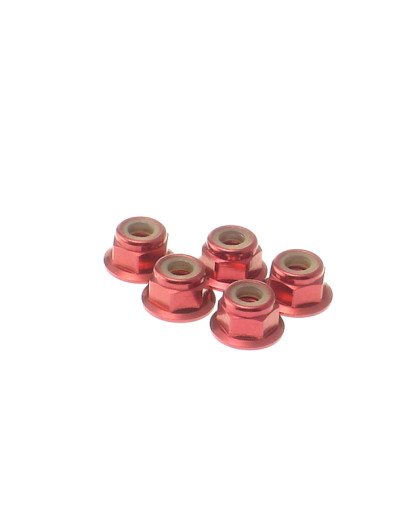 Ecrous épaulés nylstop alu 4mm Rouge - HIRO SEIKO - 69246