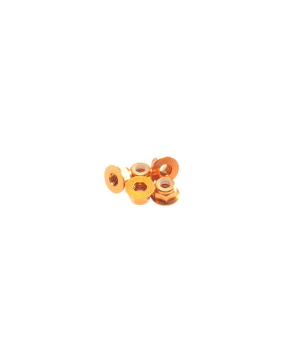  4mm Alloy Flange Nylon Nut [Orange] - 69561 - HIRO SEIKO