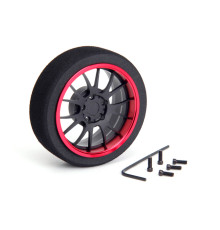  Aluminum Steering MF Wheel 7-Spoke [FBK+Red] - 69715 - HIRO SEIKO
