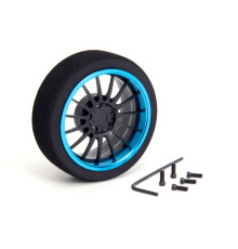  Aluminum Steering MF Wheel 15-Spoke [FBK+T-Blue] - 69719 - HIRO SEI