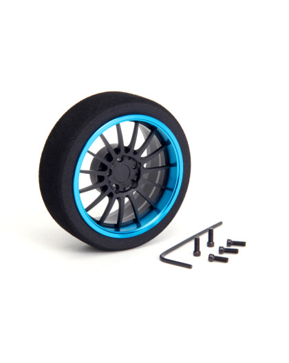  Aluminum Steering MF Wheel 15-Spoke [FBK+T-Blue] - 69719 - HIRO SEI