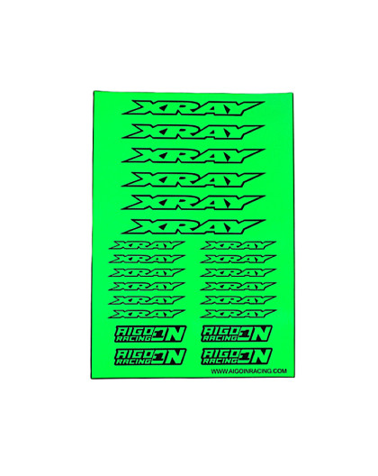 Stickers Xray Vert Fluo sur format A5 - AIGOIN RACING - AR3003