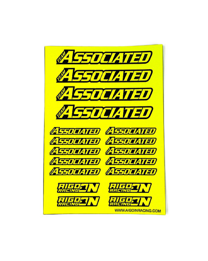 Stickers sheet Associated Fluo yellow Size A5 - AIGOIN RACING - AR300