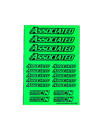 Stickers sheet Associated Fluo green Size A5 - AIGOIN RACING - AR3011