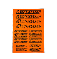 Stickers sheet Associated Fluo orange Size A5 - AIGOIN RACING - AR301