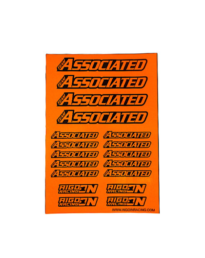 Stickers sheet Associated Fluo orange Size A5 - AIGOIN RACING - AR301