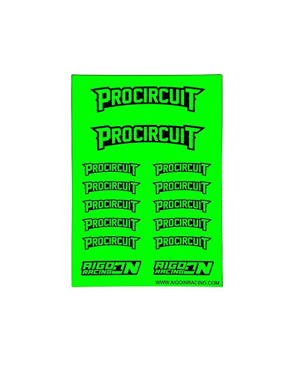 Stickers Procircuit Vert Fluo sur format A6 - AIGOIN RACING - AR3027