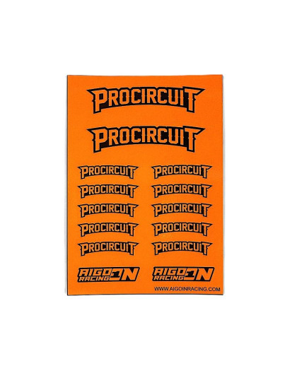 Stickers sheet Procircuit Fluo orange Size A6 - AIGOIN RACING - AR302