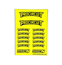 Stickers Procircuit Jaune Fluo sur format A6 - AIGOIN RACING - AR3025
