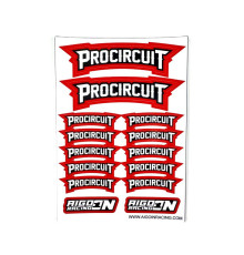 Stickers Procircuit Rouge sur format A6 - AIGOIN RACING - AR3030