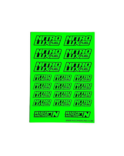 Stickers Nitrolux Vert Fluo sur format A6 - AIGOIN RACING - AR3035