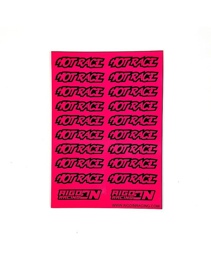 Stickers Hot Race Rose Fluo sur format A6 - AIGOIN RACING - AR3044