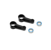 X4 ALU DUAL STEERING ARM BLACK + BALL-BEARINGS (2) - XRAY - 302517-K