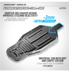 XB2'23 ALU CHASSIS WITH BENT SIDES - 2.5MM - SHORT - XRAY - 321118