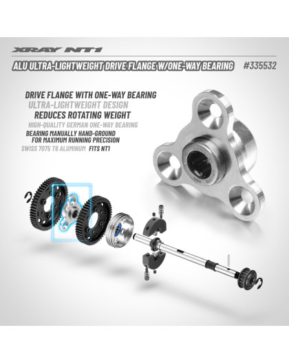 ALU ULTRA-LIGHTWEIGHT DRIVE FLANGE ONE-WAY BEARING - XRAY - 335532