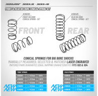 REAR BIG BORE CONICAL SPRING-SET L57.5MM - 5 DOTS (2) - XRAY - 368485