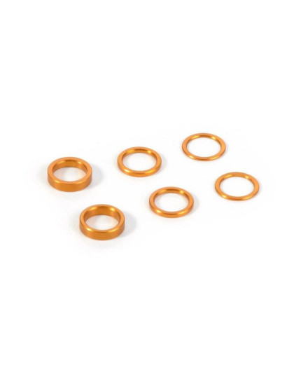 SET OF ALU SHIMS 6.37x8.4MM (0.5MM, 1.0MM, 2.0MM) - ORANGE - 375090-O
