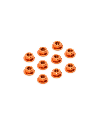 ALU NUT M4 WITH SERRATED FLANGE - ORANGE (10) - XRAY - 960241-O
