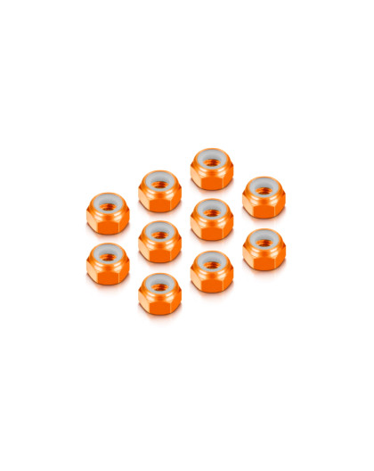 Ecrous alu 4mm Orange (10) - HUDY - 296540-O