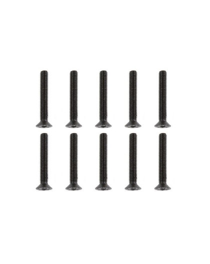 TEAM CORALLY - STEEL SCREWS M3 X 20MM - HEX FLAT HEAD - 10 P - C-3005