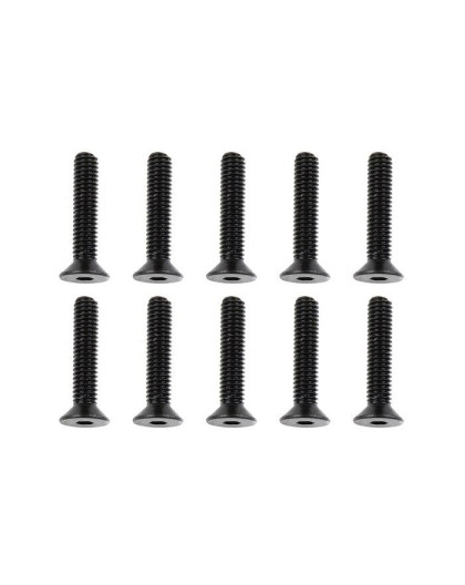 TEAM CORALLY - STEEL SCREWS M4 X 20MM - HEX FLAT HEAD - 10 P - C-3006