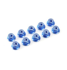 TEAM CORALLY - ALUMINIUM NYLST OP NUT - M3 - FLANGED - BLUE - - C-311