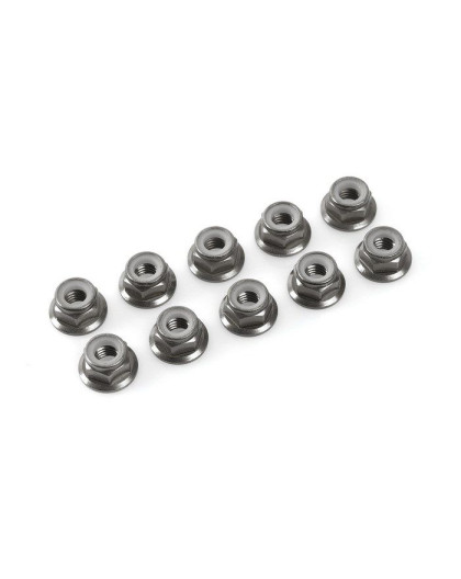 TEAM CORALLY - ALUMINIUM NYLST OP NUT - M3 - FLANGED - GUN ME - C-311