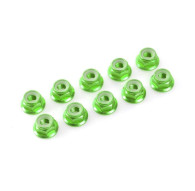 TEAM CORALLY - ALUMINIUM NYLST OP NUT - M4 - FLANGED - GREEN - C-3113