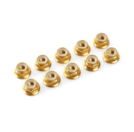 TEAM CORALLY - ALUMINIUM NYLST OP NUT - M5 - FLANGED - GOLD - - C-311