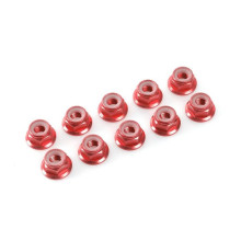 TEAM CORALLY - ALUMINIUM NYLST OP NUT - M4 - FLANGED - RED - - C-3113