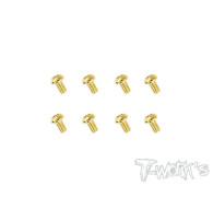 2.5mmx4mm Gold Steel Button Head Screws (8pcs) - T-WORKS - GSS-2504B