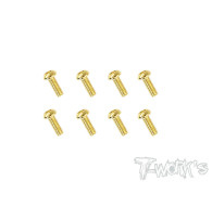 2.5mmx6mm Gold Steel Button Head Screws (8pcs) - T-WORKS - GSS-2506B