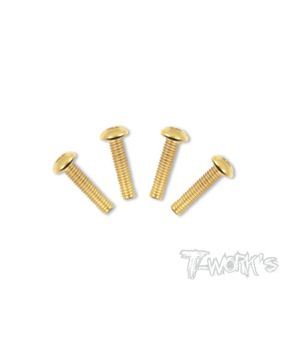 4mmx18mm Gold Steel Button Head Screws (4pcs) - T-WORKS - GSS-418B