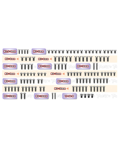 Kit de Vis Titane UFO pour XRAY X4'24 (121) - T-WORKS - TSSU-X4'24