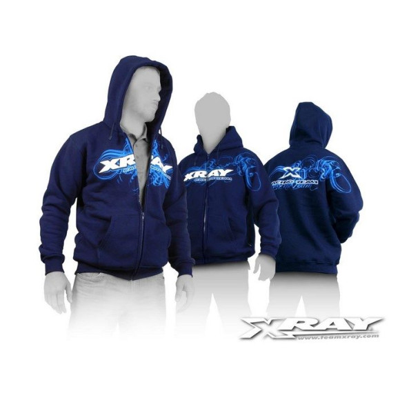 XRAY SWEATER HOODED WITH ZIPPER - BLUE (M) - XRAY - 395600M