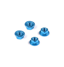 Ecrous alu 4mm cranté et épaulé - Bleu (4) - HUDY - 296541-B