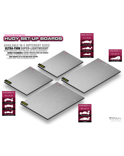 Planche de réglage Light 1/8 Piste - Titan - HUDY - 108504 Planche de réglage Light 1/8 Piste - Titan - HUDY - 108504
