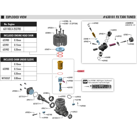 T300 TUNED SLEEVE, PISTON & CONROD - MATCHED SET - FX - 633000-T