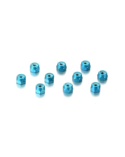 ALU NUT M3 - BLUE (10) - 296530-B - HUDY ALU NUT M3 - BLUE (10) - 296530-B - HUDY