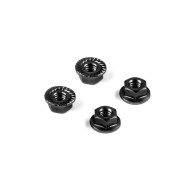 ALU NUT M4 WITH SERRATED FLANGE - BLACK (4) - HUDY - 296541-K
