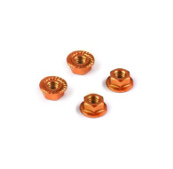 ALU NUT M4 WITH SERRATED FLANGE - ORANGE (4) - HUDY - 296541-O