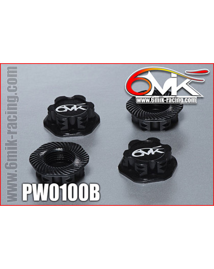 Serrated 1/8 Wheel Nut 1.0mm Black (4) - 6MIK - PW0100B