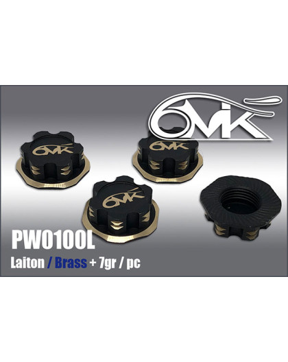 Brass serrated 1/8 Wheel Nut Black/Gold (4) - 6MIK - PW0100L