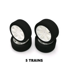 5 trains pneus piste 1/10 jantes blanches FFVRC - HOT RACE