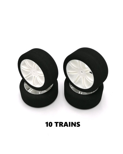 10 sets of tyres 1/10 on white rims FFVRC - HOT RACE